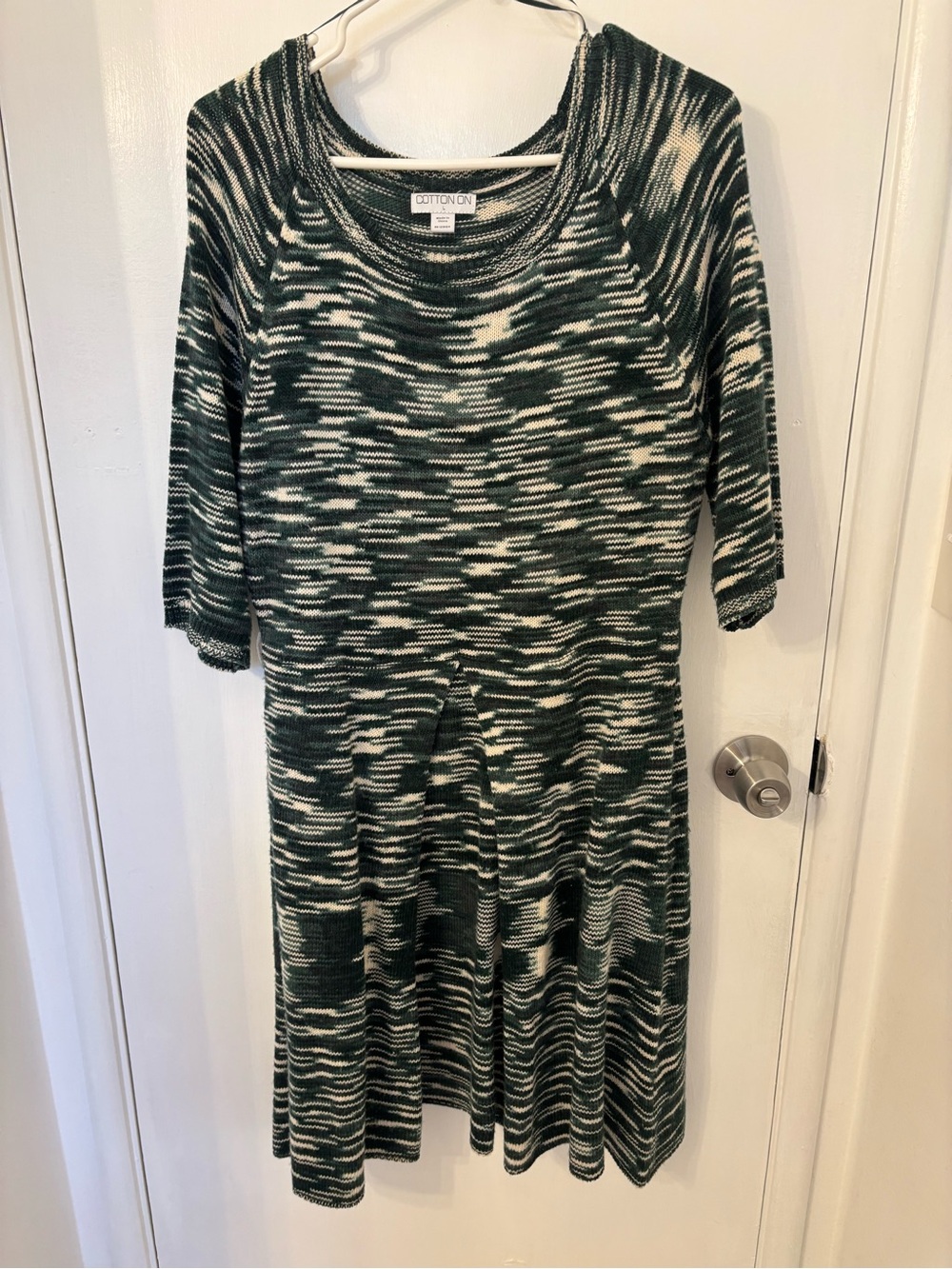 Cotton On Blue and Cream Patterned Knit Midi Dress